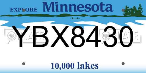 YBX8430 Minnesota License Plate