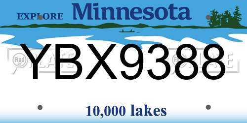 YBX9388 Minnesota License Plate