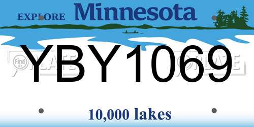 YBY1069 Minnesota License Plate