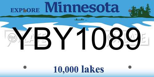 YBY1089 Minnesota License Plate