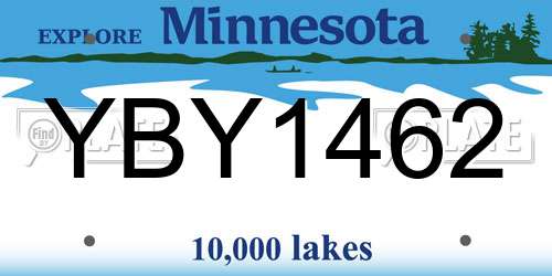 YBY1462 Minnesota License Plate