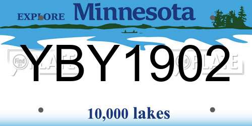 YBY1902 Minnesota License Plate