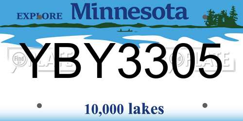 YBY3305 Minnesota License Plate