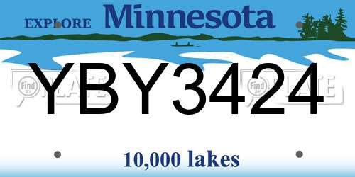 YBY3424 Minnesota License Plate