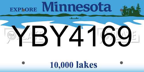 YBY4169 Minnesota License Plate