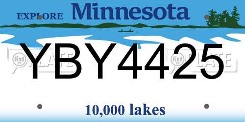 YBY4425 Minnesota License Plate
