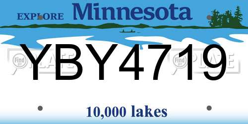 YBY4719 Minnesota License Plate