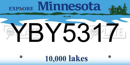 YBY5317 Minnesota License Plate