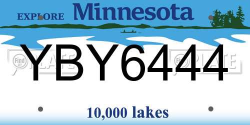 YBY6444 Minnesota License Plate