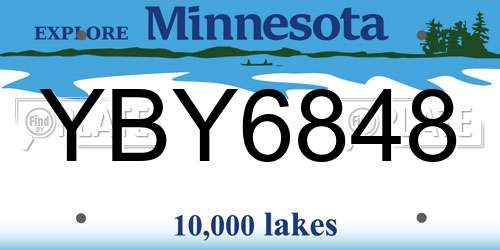 YBY6848 Minnesota License Plate