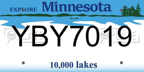 YBY7019 Minnesota License Plate