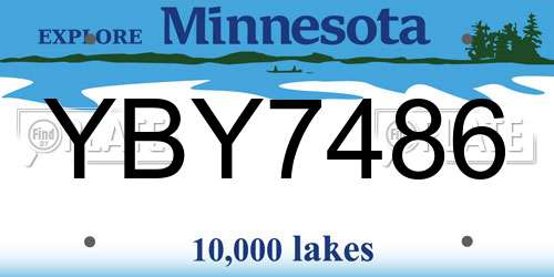 YBY7486 Minnesota License Plate