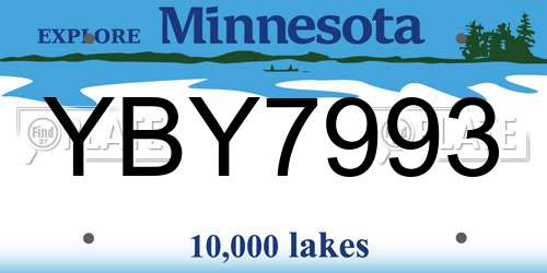 YBY7993 Minnesota License Plate