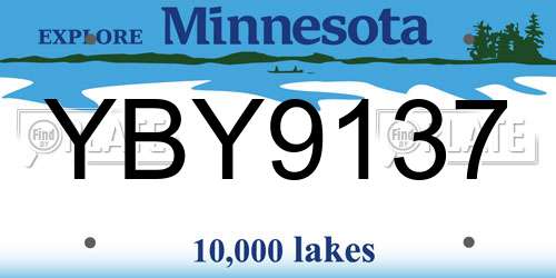 YBY9137 Minnesota License Plate