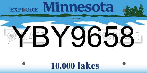 YBY9658 Minnesota License Plate