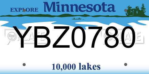 YBZ0780 Minnesota License Plate