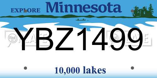 YBZ1499 Minnesota License Plate
