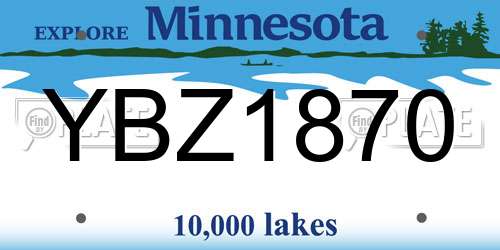 YBZ1870 Minnesota License Plate