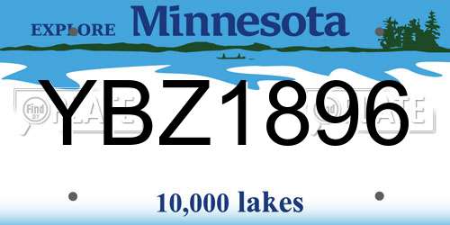 YBZ1896 Minnesota License Plate