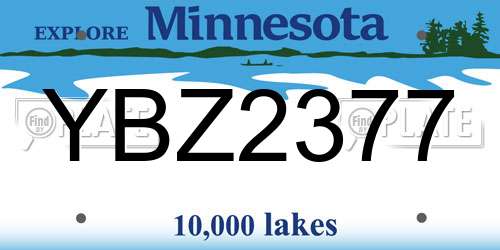YBZ2377 Minnesota License Plate