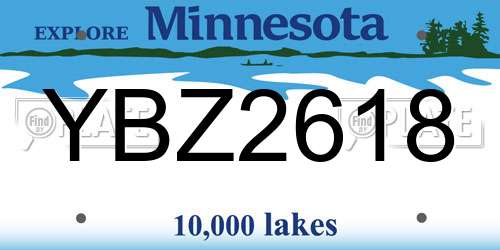 YBZ2618 Minnesota License Plate