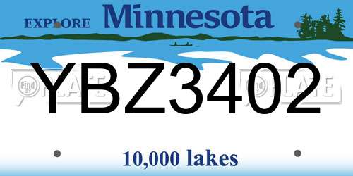 YBZ3402 Minnesota License Plate