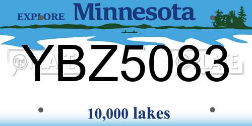 YBZ5083 Minnesota License Plate