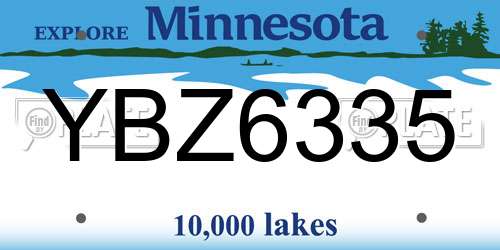 YBZ6335 Minnesota License Plate