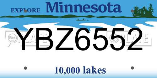 YBZ6552 Minnesota License Plate