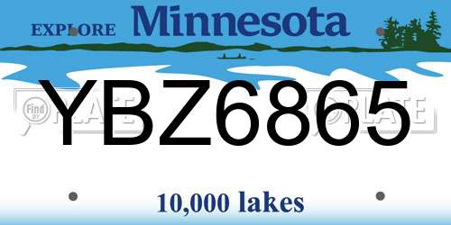 YBZ6865 Minnesota License Plate