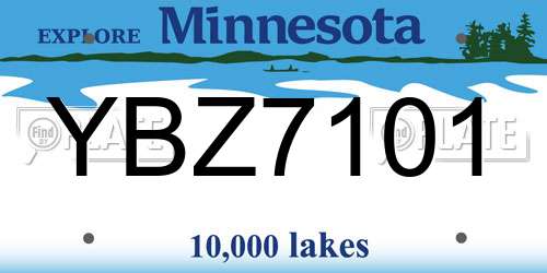 YBZ7101 Minnesota License Plate