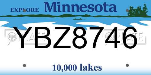 YBZ8746 Minnesota License Plate