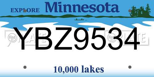 YBZ9534 Minnesota License Plate