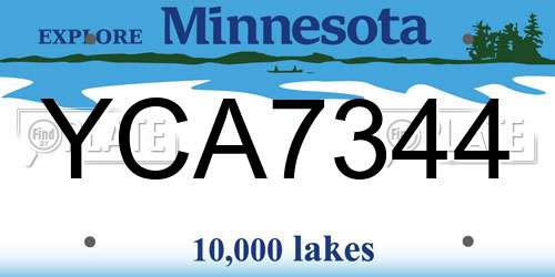 YCA7344 Minnesota License Plate