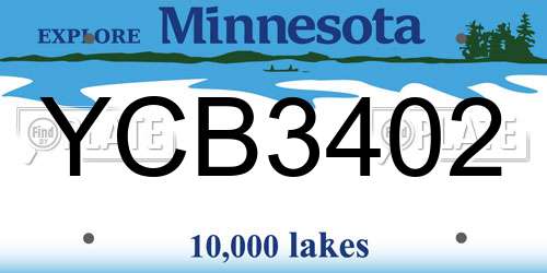 YCB3402 Minnesota License Plate