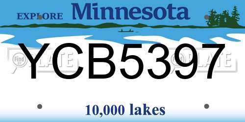 YCB5397 Minnesota License Plate