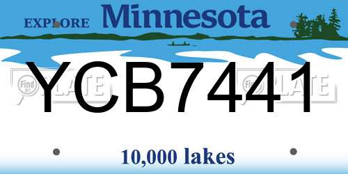 YCB7441 Minnesota License Plate