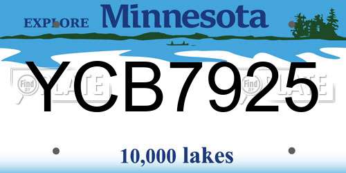 YCB7925 Minnesota License Plate