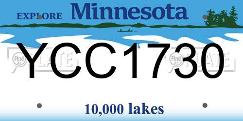 YCC1730 Minnesota License Plate