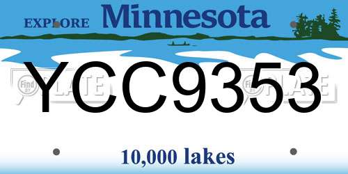 YCC9353 Minnesota License Plate