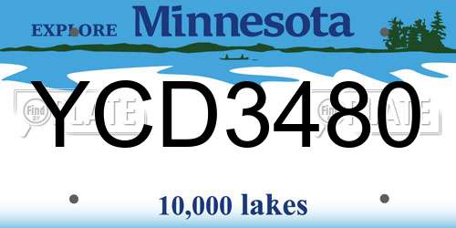 YCD3480 Minnesota License Plate