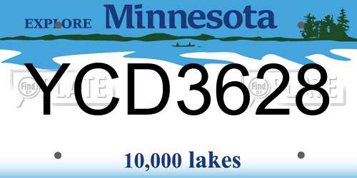 YCD3628 Minnesota License Plate
