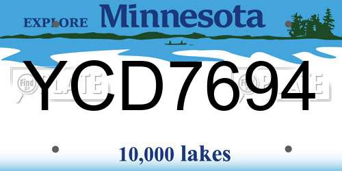 YCD7694 Minnesota License Plate