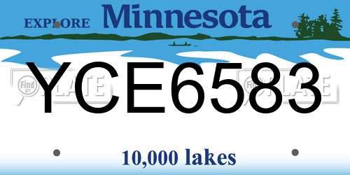 YCE6583 Minnesota License Plate