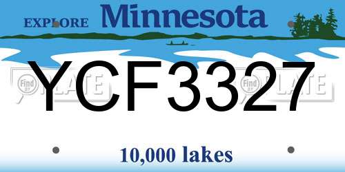 YCF3327 Minnesota License Plate