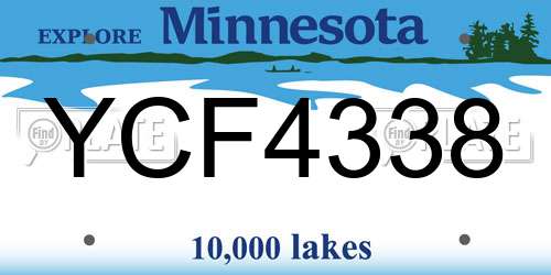 YCF4338 Minnesota License Plate