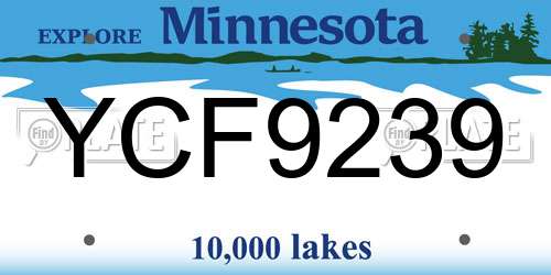 YCF9239 Minnesota License Plate