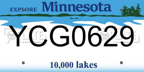 YCG0629 Minnesota License Plate