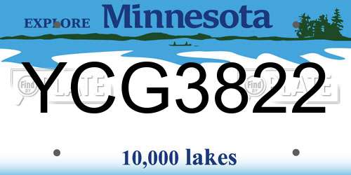 YCG3822 Minnesota License Plate