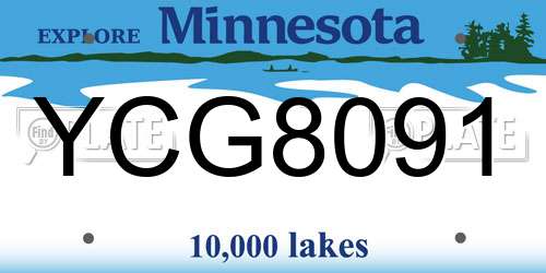 YCG8091 Minnesota License Plate